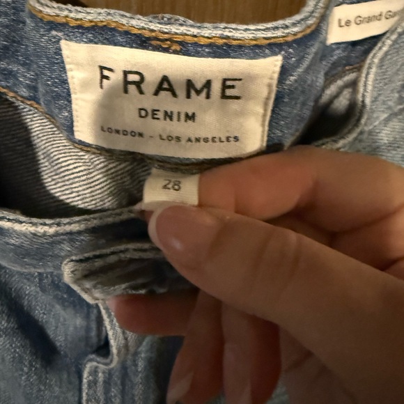 FRAME Blue Denim Le Grand Garcon Shorts - Picture 4 of 8